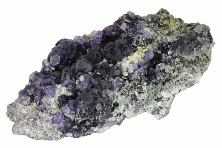 Purple Cuboctahedral Fluorite Crystals on Quartz - China #163252
